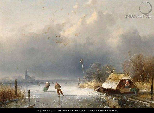 A Winter Landscape With Figures On The Ice 5 - Charles Henri Leickert