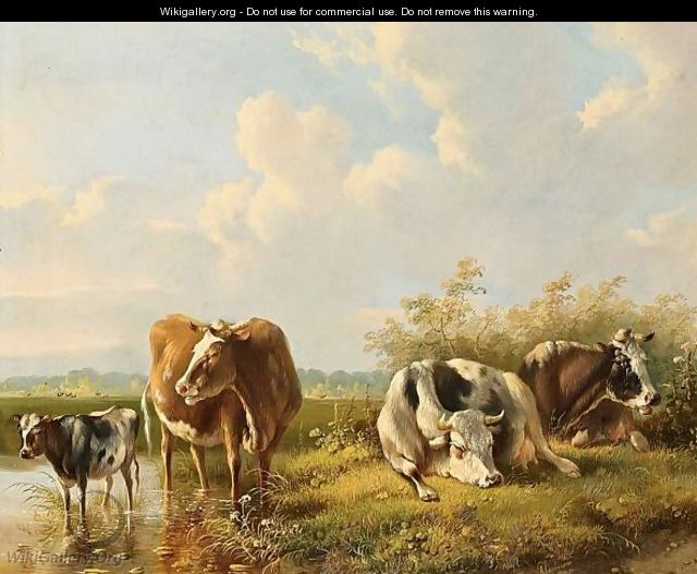 Cows In A Landscape - Albertus Verhoesen