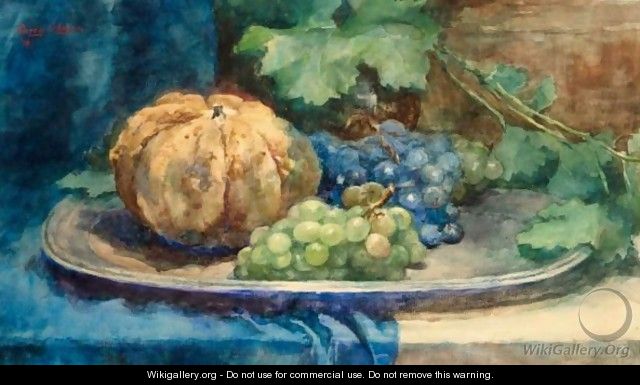 A Still Life With Grapes And A Pumpkin - Cornelie Josephine Wilhelmina Slager