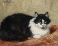 A Cat On A Pillow - Henriette Ronner-Knip