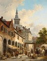 A Busy Market On A Town Square - Jacques Carabain
