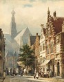 Many Figures In The Streets Of Haarlem - Cornelis Springer
