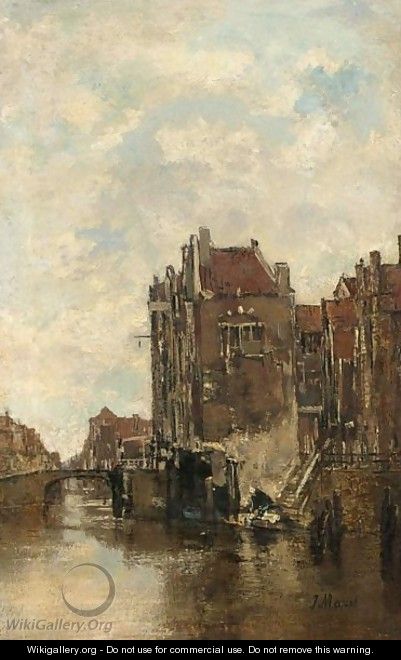 A Washer Woman On A Canal In Dordrecht - Jacob Henricus Maris