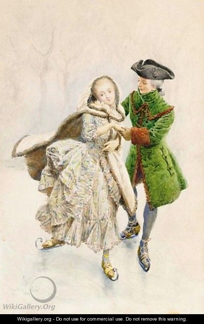 A Couple Skating - Maurice Leloir