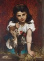 A Girl With Birds - Pierre-Louis-Joseph de Coninck