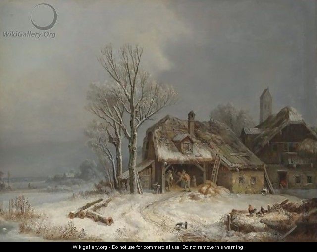 Winterliches Dorf (Village In Winter) - Heinrich Bürkel