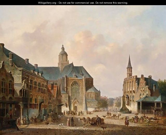 A Busy Day On A Town Square - Cornelis De Kruyff