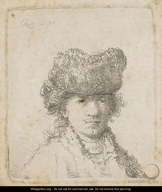 Self Portrait In A Fur Cap - Rembrandt Van Rijn