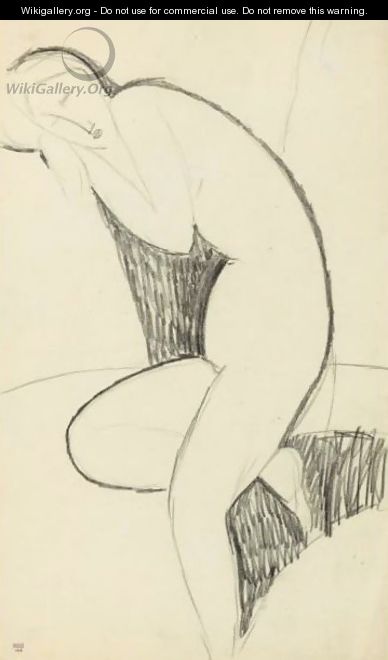 Femme Nue De Profil, Penchee En Avant, Endormie, La Tete Appuyee Sur Les Bras Replies - Amedeo Modigliani