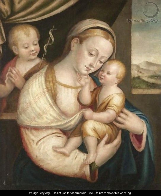The Madonna And Child With The Infant Saint John The Baptist - (after) Luca Longhi