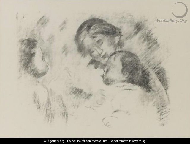 Une Mere Et Deux Enfants - Pierre Auguste Renoir