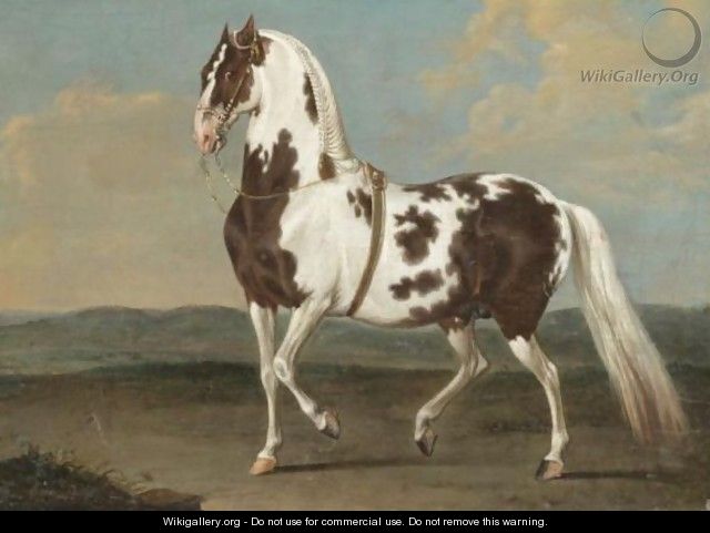 Portrait Of A Dressage Stallion In A Landscape - (after) Johann Georg Hamilton