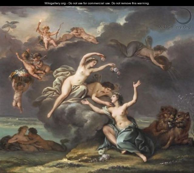 Cupid And Psyche Crowning Cybele - (after) Louis De Boullogne II