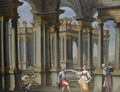 A Palace Courtyard With Musicians And Dancers - North-Italian School