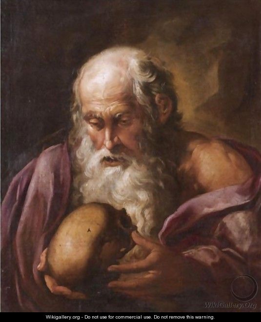 Saint Jerome Contemplating A Skull - (after) Pier Francesco Mola