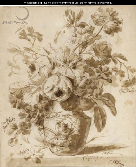 Still Lifes, Of Peonies, Narcissi And Other Flowers, One With A Porphyry Vase - Willem van Leen
