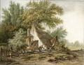 A Peasant Cottage Amongst Trees, With A Woman Doing Her Laundry - Pieter Barbiers