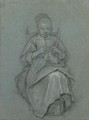 A Seated Young Woman Embroidering A Cloth, Her Feet Resting On A Foot-Warmer - Quiringh Gerritsz. van Brekelenkam