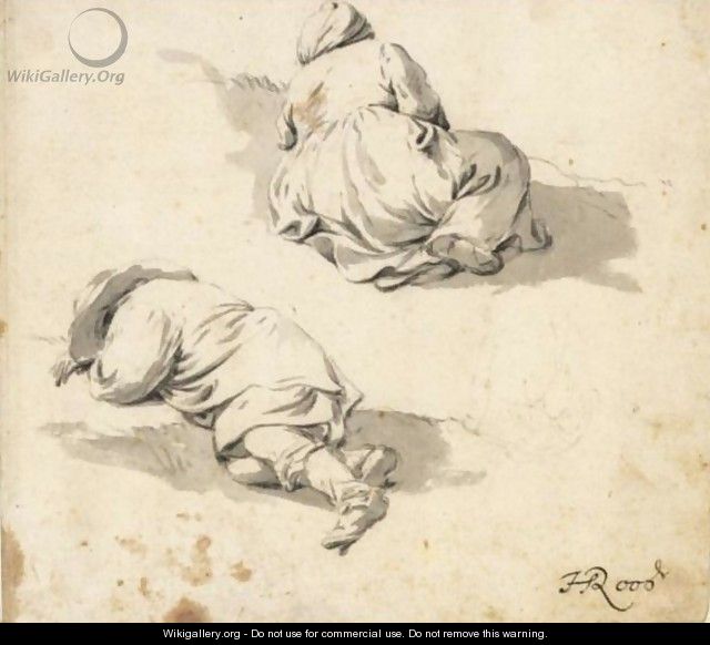 Study Of Two Peasants Sleeping On The Ground - Johann Heinrich Roos