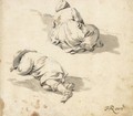 Study Of Two Peasants Sleeping On The Ground - Johann Heinrich Roos
