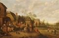 A Village Street With Peasants Drinking Outside An Inn - Joost Cornelisz. Droochsloot