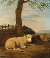 A Shepherd Sleeping Against A Tree With His Flock Of Sheep - (after) Adriaen Van De Velde