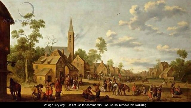 A Street Scene With Soldiers Overtaking The Village - Joost Cornelisz. Droochsloot