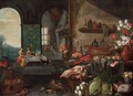 A Kitchen Still Life With A Ham And Herring On Silver Plates, A Sugar Jar, A Lobster, Bread, Pheasants, Apples, Flowers In A Vase - (after) Jan Van Kessel I