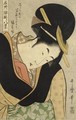 'Futokorode' (Hands Inside The Kimono) From The Series 'Meisho Koshikake Hakkei' - Kitagawa Utamaro