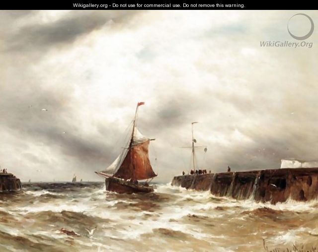 Bringing Home The Catch In Stormy Seas, Dover - Gustave de Breanski