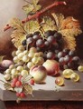 Still Life With Peaches, Grapes And Raspberries - Oliver Clare