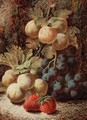Still Life With Plums, Grapes And Strawberries - Oliver Clare