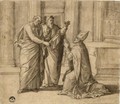 St Peter, Dressed As The First Bishop Of Rome, Receives The Keys Of The Kingdom Of Heaven From Christ, Another Apostle Looking On - Lambert Lombard