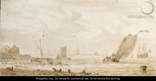 Fishing Boats And Merchant Ships On The Ij Before Amsterdam - Pieter Jansz. Coopse