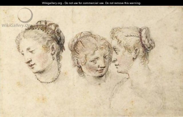 Study Of Three Female Heads - (after) Pieter Jansz Saenredam