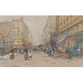Market Place With A Blue Wagon - Eugene Galien-Laloue