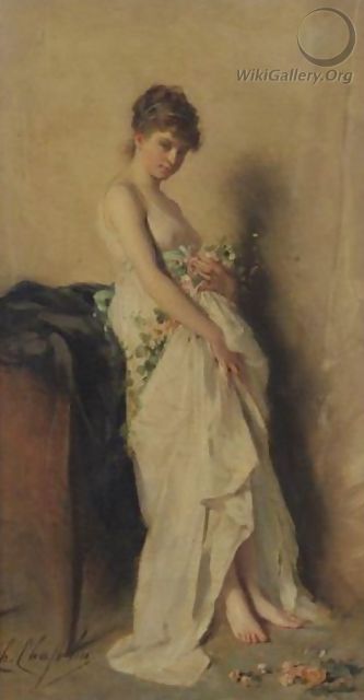 Girl With Garland Of Flowers - Charles Chaplin