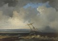 Ship In Stormy Sea - (after) Johannes Christian Schotel