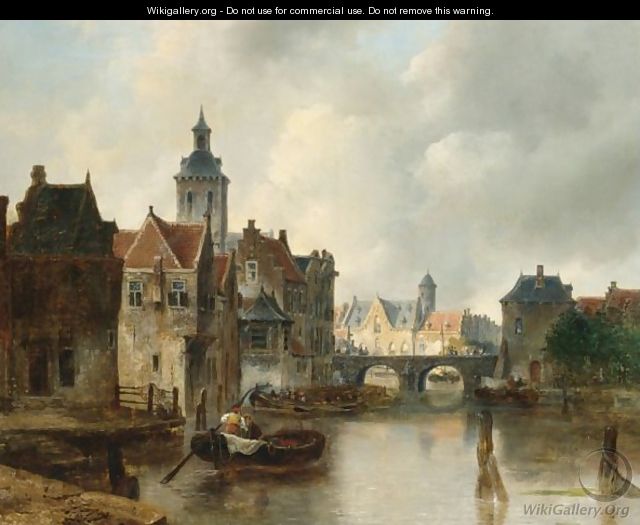 View Of A Canal In A Dutch Town - Antonie Waldorp