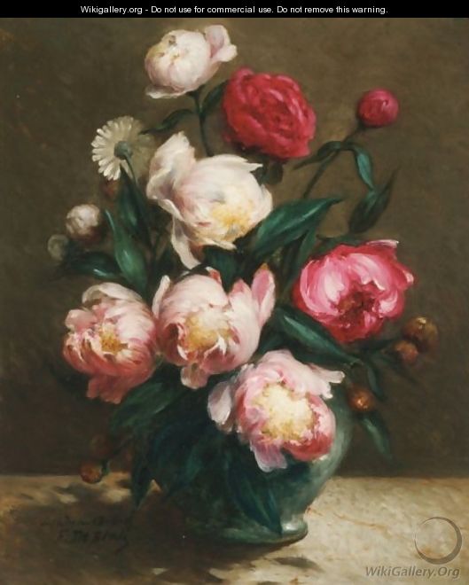 A Flower Still Life With Peonies - Franz De Beul