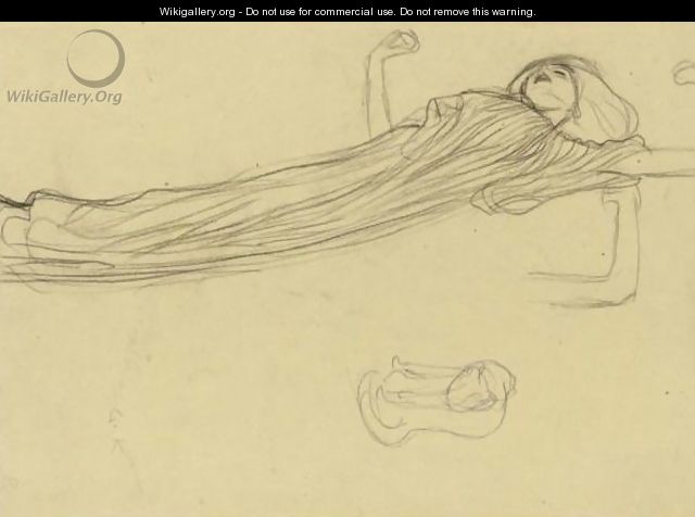 Floating Draped Figure To The Right, Repetition Of The Left Arm - Gustav Klimt
