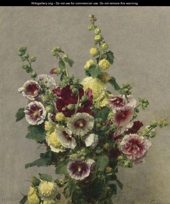 Roses Tremieres - Ignace Henri Jean Fantin-Latour