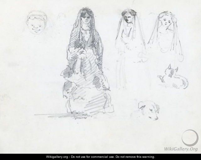 A Woman Wearing A Mantilla - Camille Pissarro