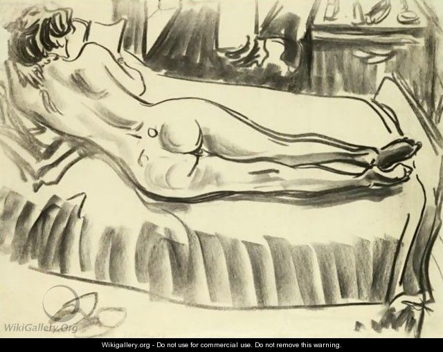 Reclining Nude From Behind, On A Sofa - Ernst Ludwig Kirchner