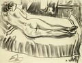 Reclining Nude From Behind, On A Sofa - Ernst Ludwig Kirchner