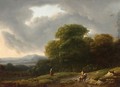 A Horseman On A Country Road And Figures In The Fields - (after) Lazare Bruandet