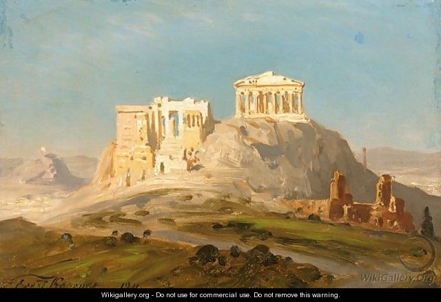 View Of The Akropolis, Athens - Ernst Carl Eugen Koerner