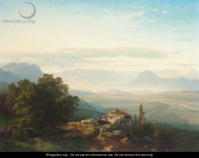 A Mother And Child In An Italianate Landscape - Leopold Karl Walter von Kalckreuth