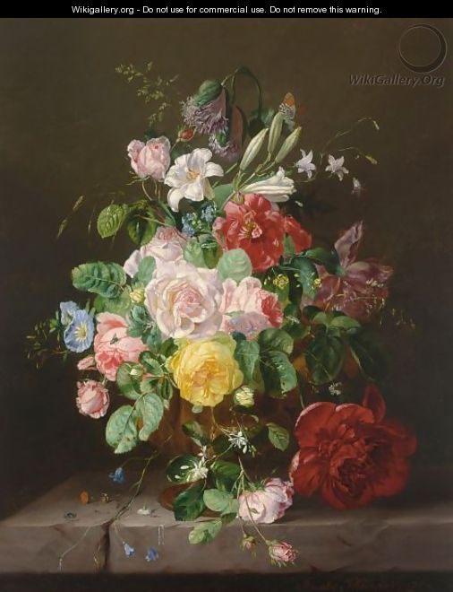 A Flower Still Life With Roses - Amalie Kaercher