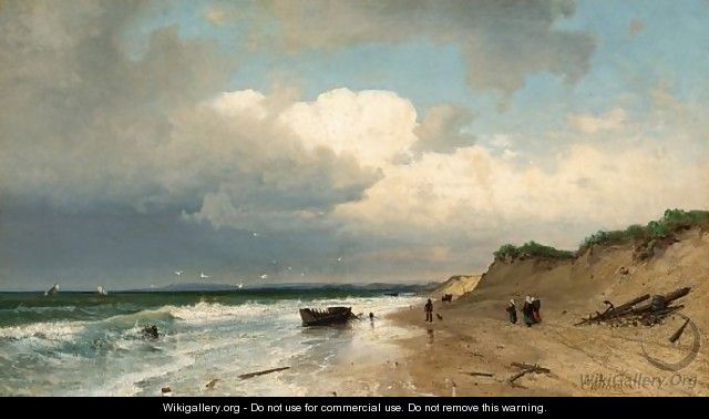 Fisherfolk On The Beach - Friedrich Emil Neumann